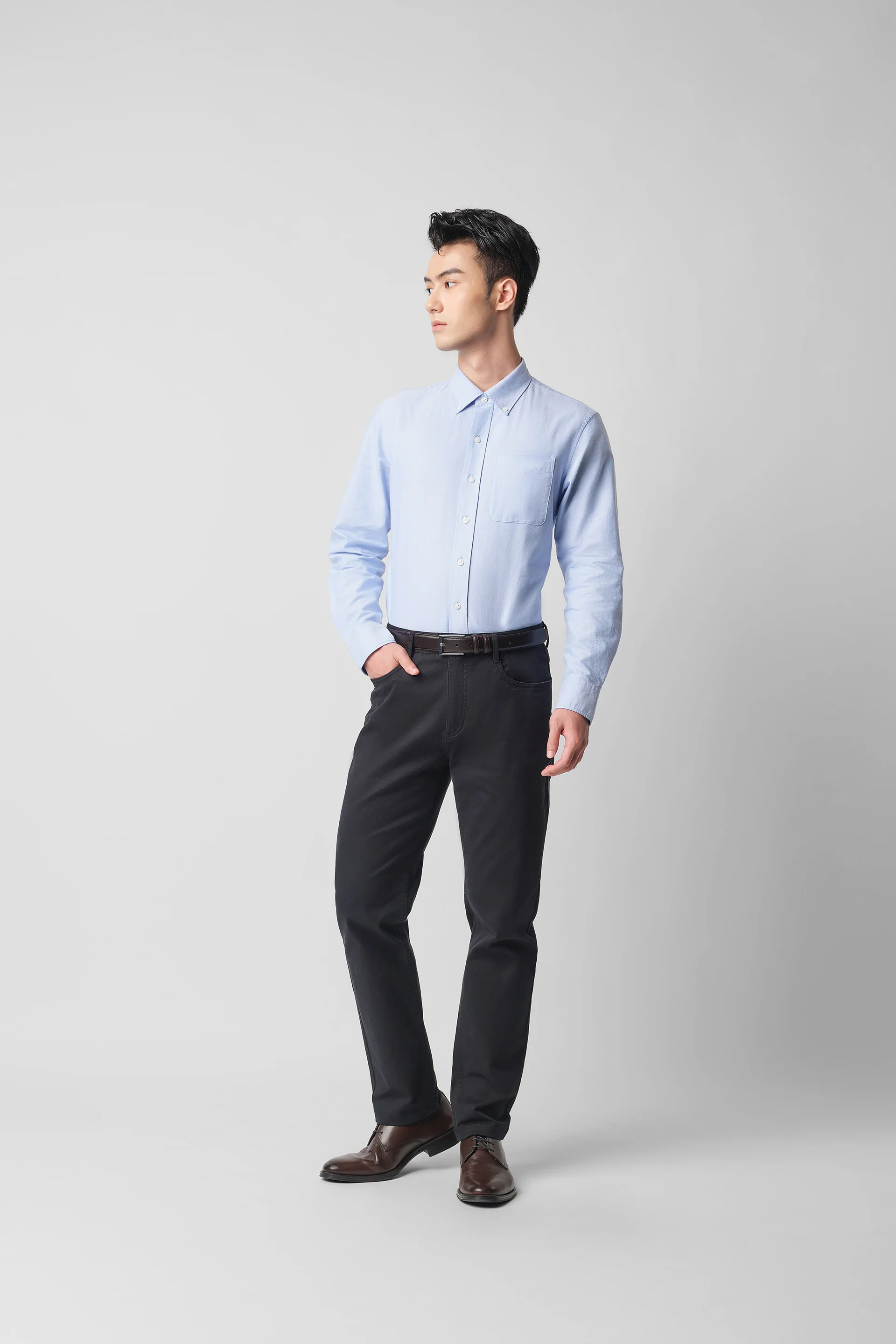 Soft Oxford Button-Down Casual Shirt | Blue 33431N - Image 6