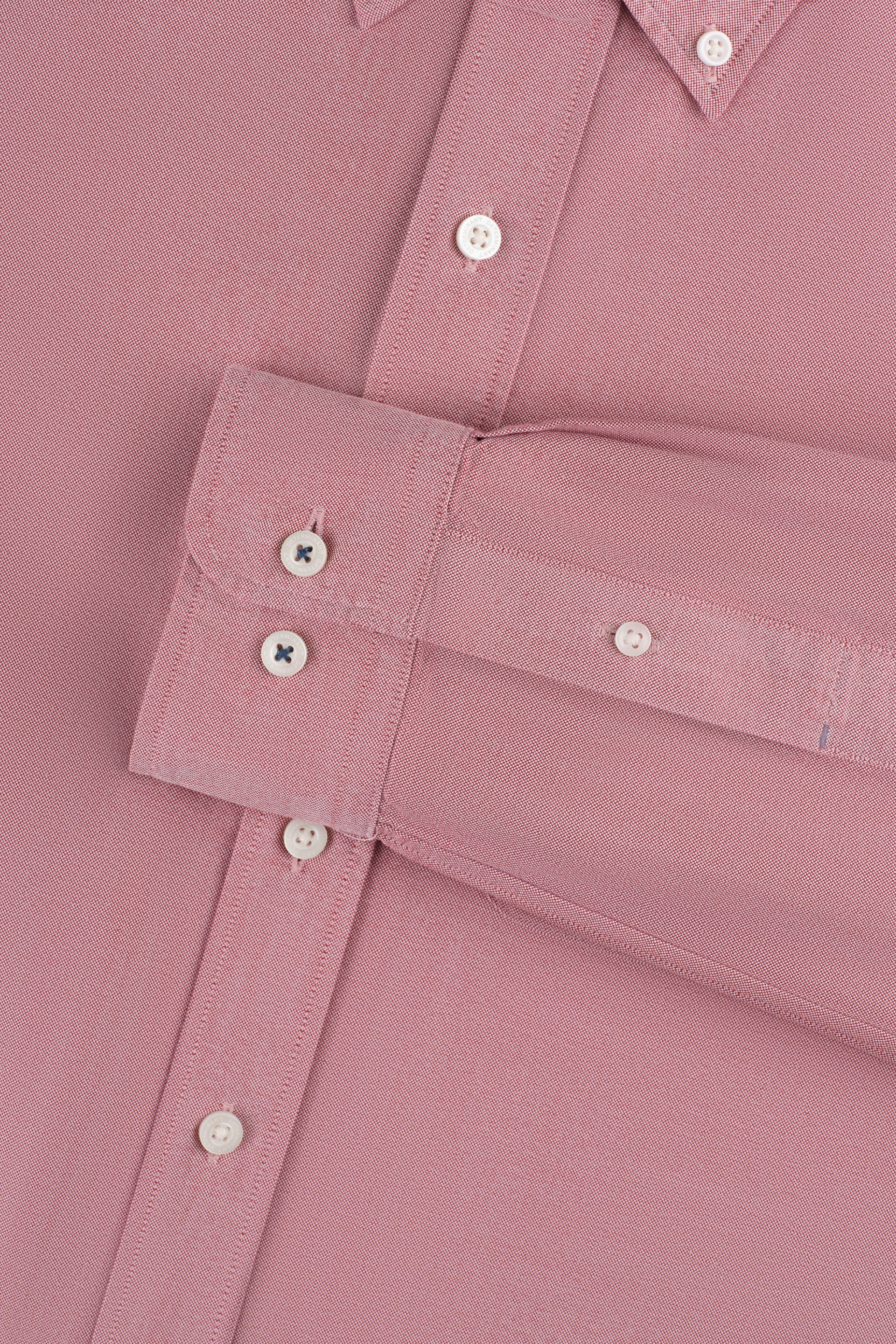 Soft Oxford Button-Down Casual Shirt | Burgundy 13028N - Image 5
