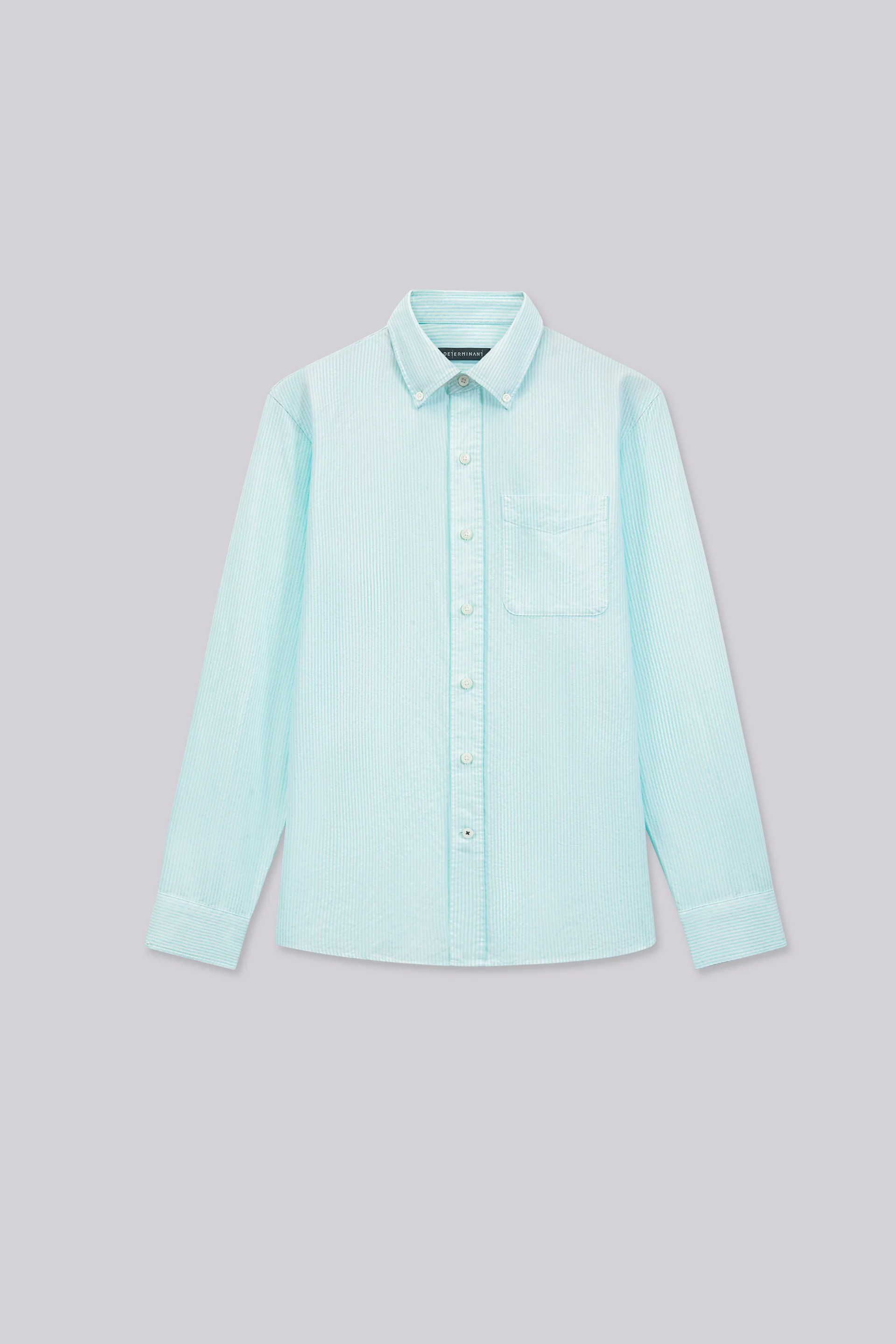 Soft Oxford Button-Down Casual Shirt | Iced Aqua Stripes 25475N - Image 4