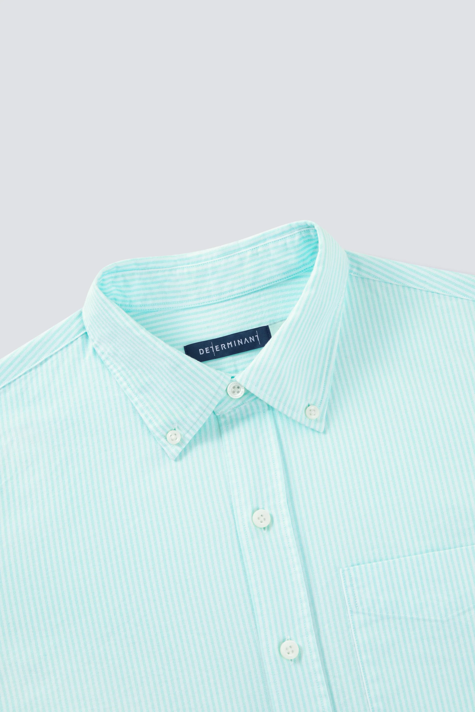Soft Oxford Button-Down Casual Shirt | Iced Aqua Stripes 25475N - Image 5