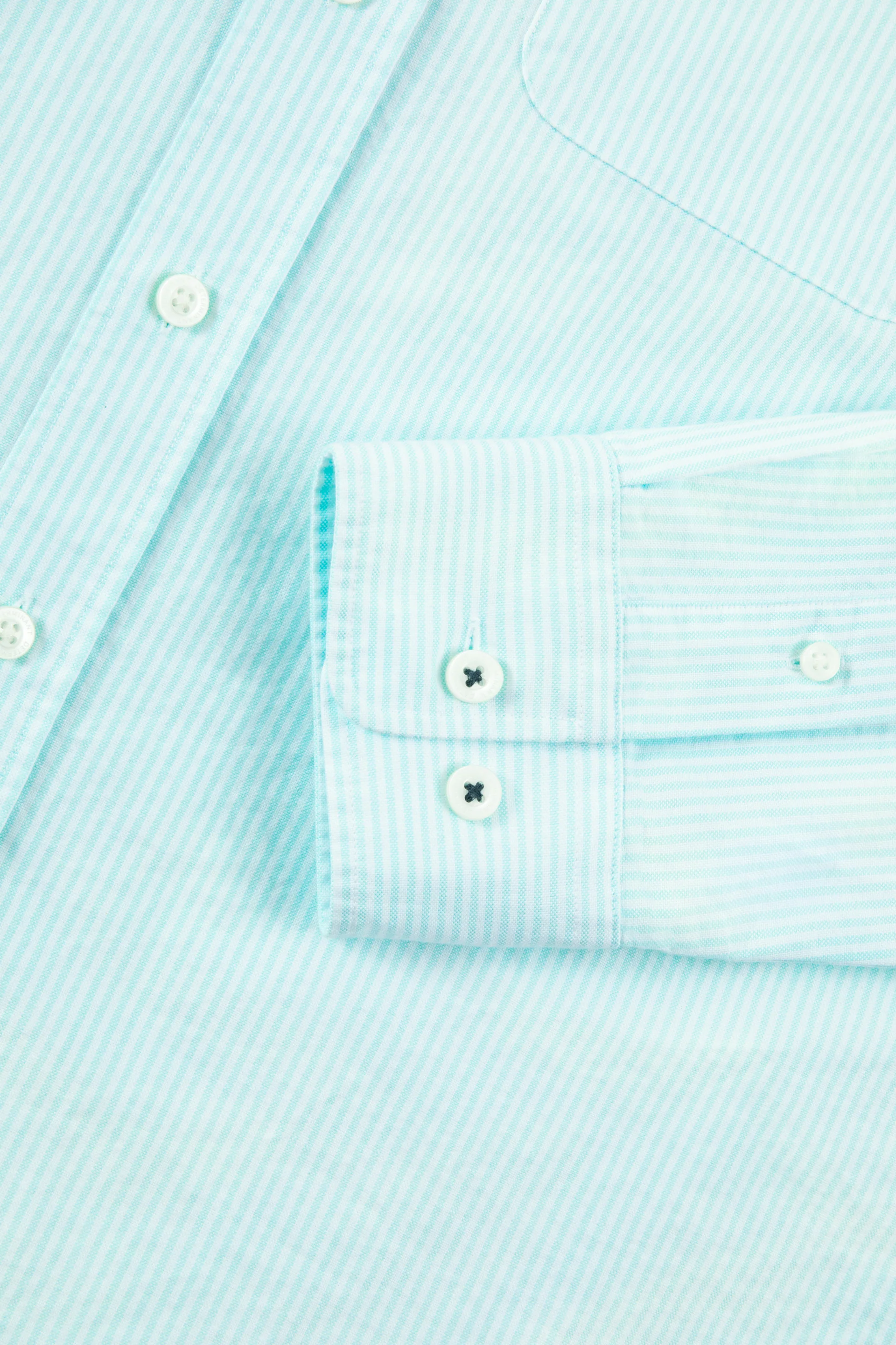 Soft Oxford Button-Down Casual Shirt | Iced Aqua Stripes 25475N - Image 6
