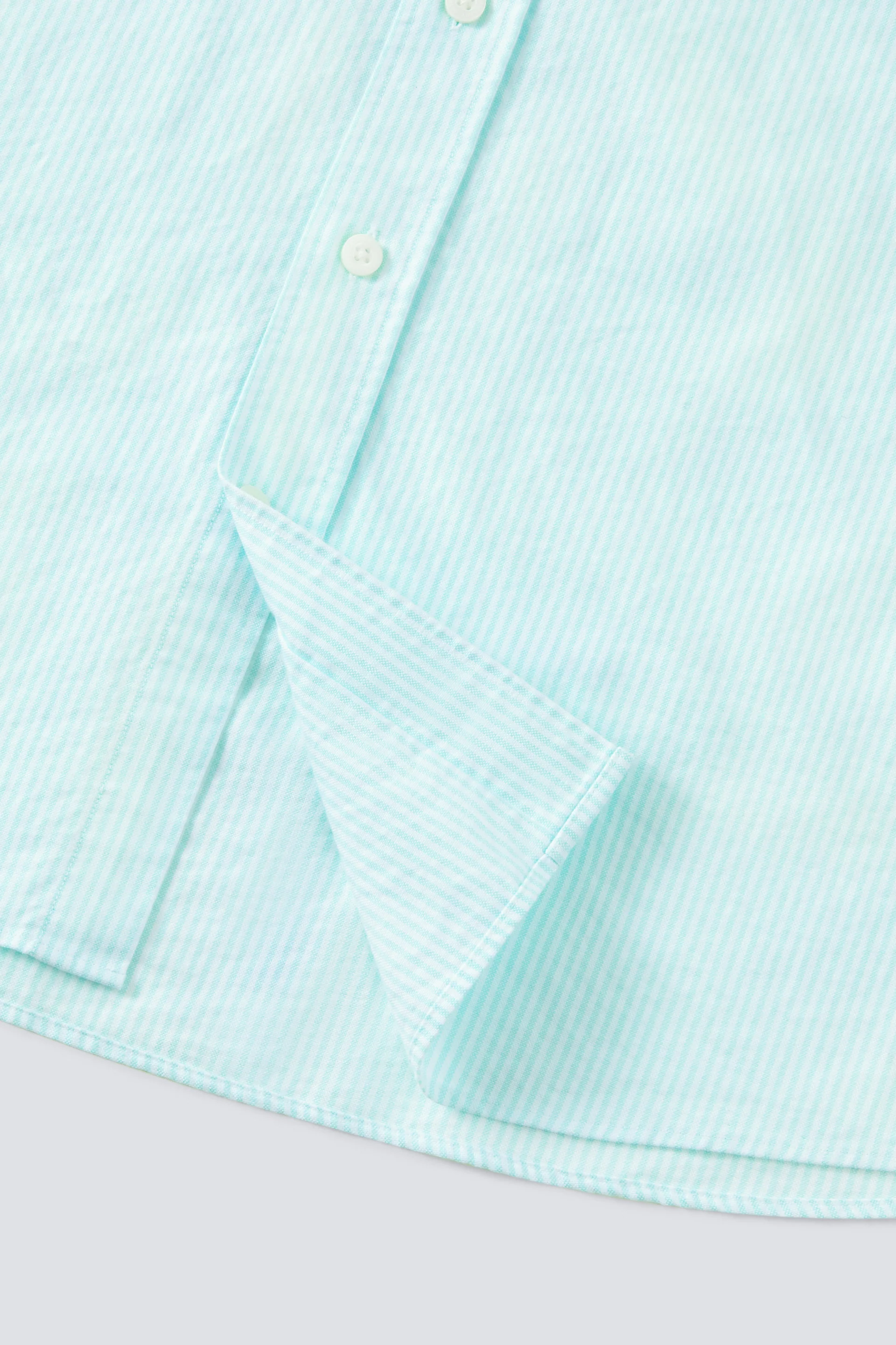 Soft Oxford Button-Down Casual Shirt | Iced Aqua Stripes 25475N - Image 7