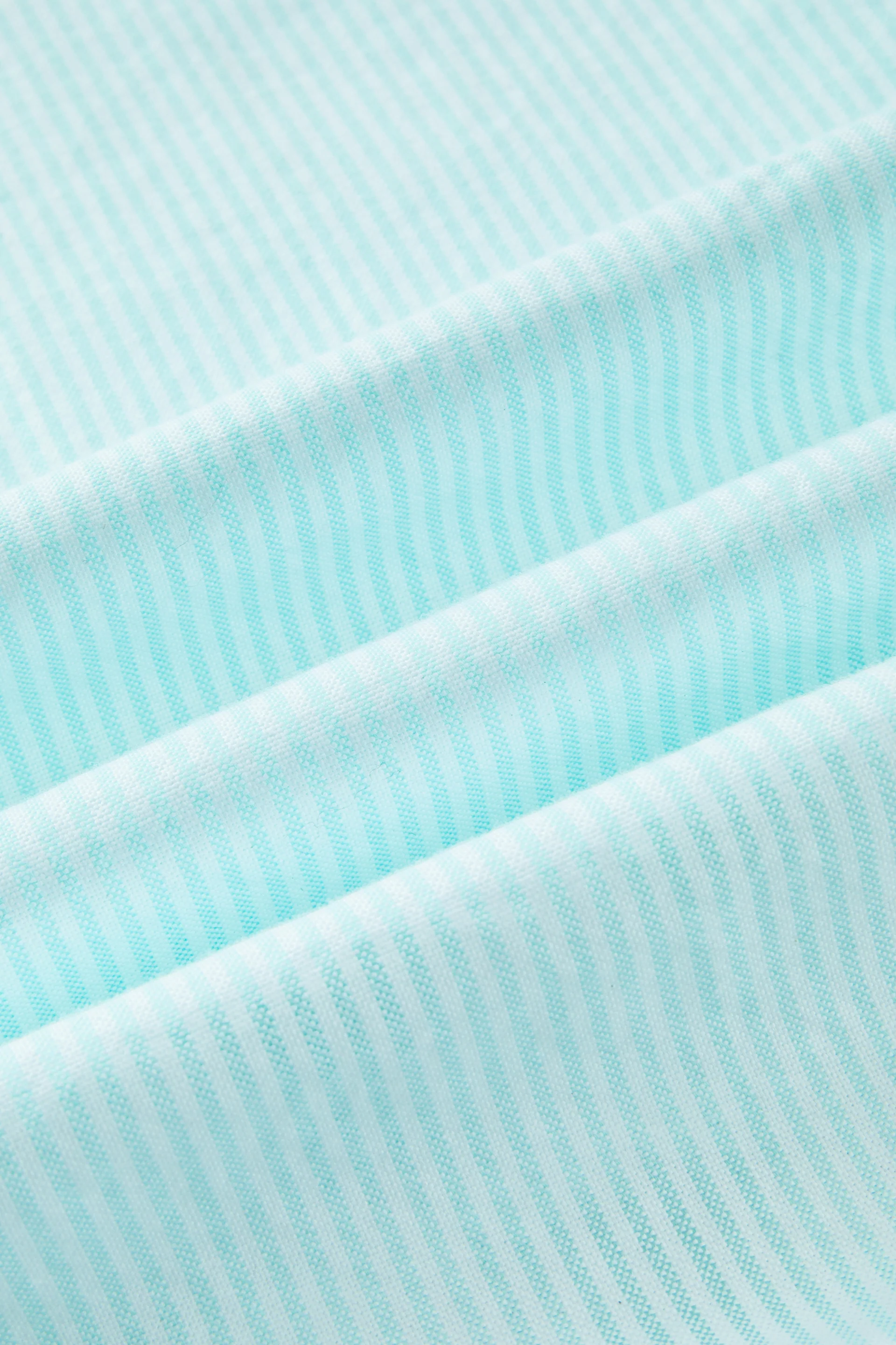 Soft Oxford Button-Down Casual Shirt | Iced Aqua Stripes 25475N - Image 9