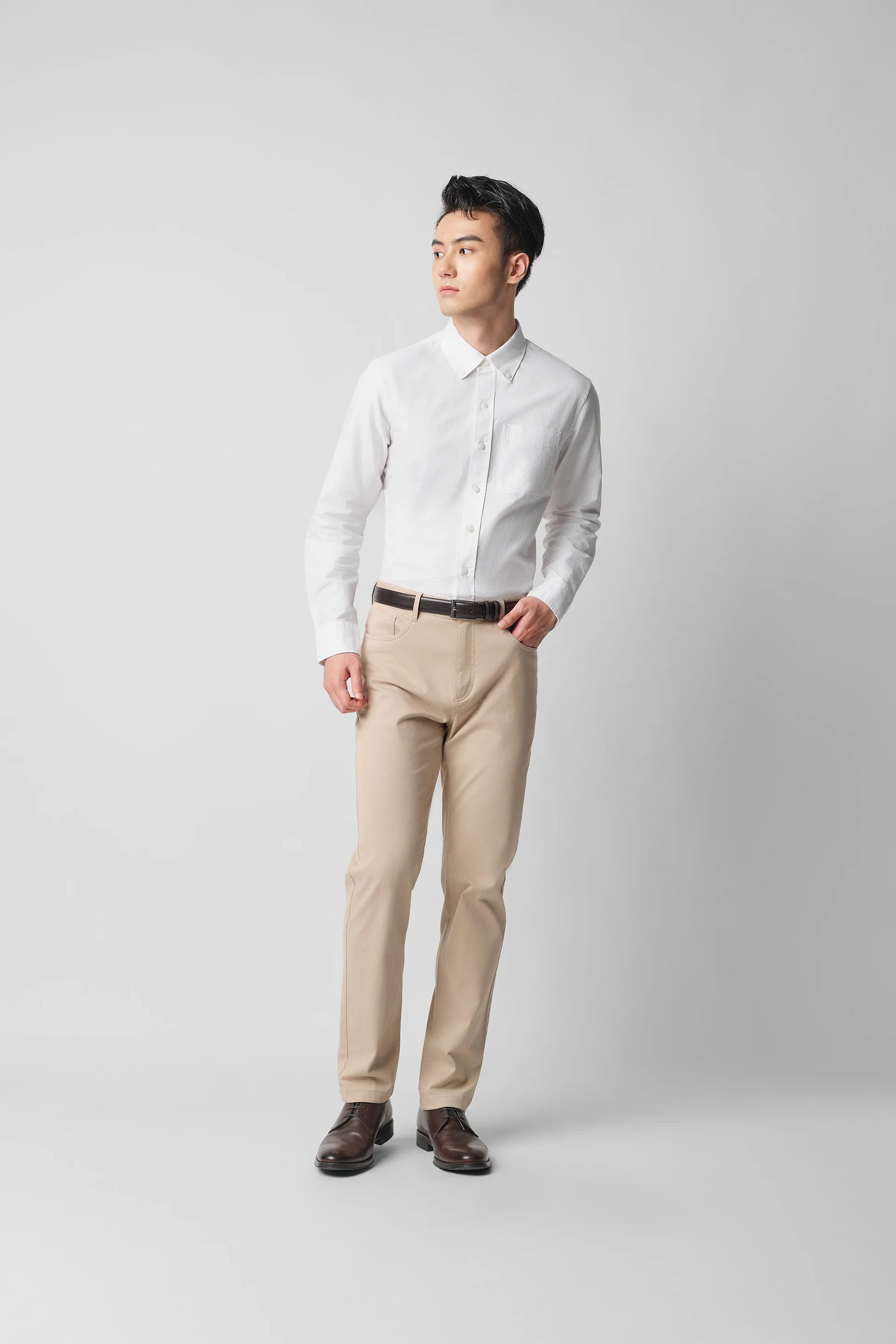 Soft Oxford Button-Down Casual Shirt | White WH001Z - Image 6