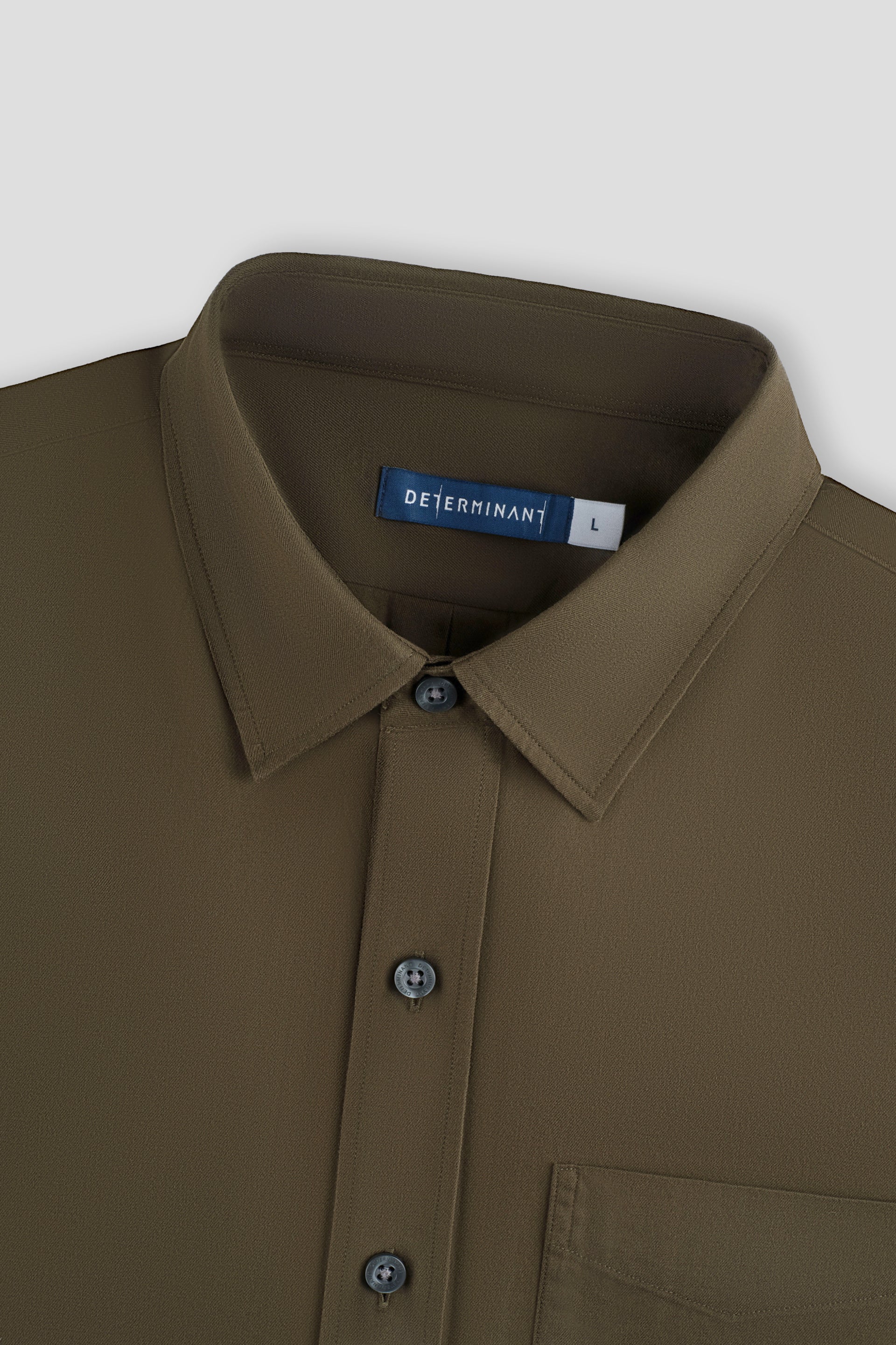 Soft Twill Point Collar Casual Shirt | Olive 23697Z - Image 4