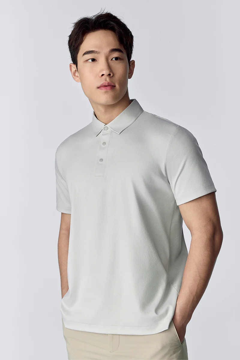 Softex Snap-Front Polo | Light Grey GYFL01