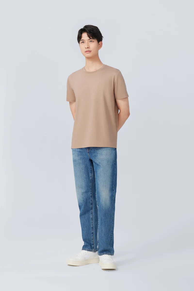 Super Soft Crew Neck T-Shirt | Khaki KKE169 - Image 3