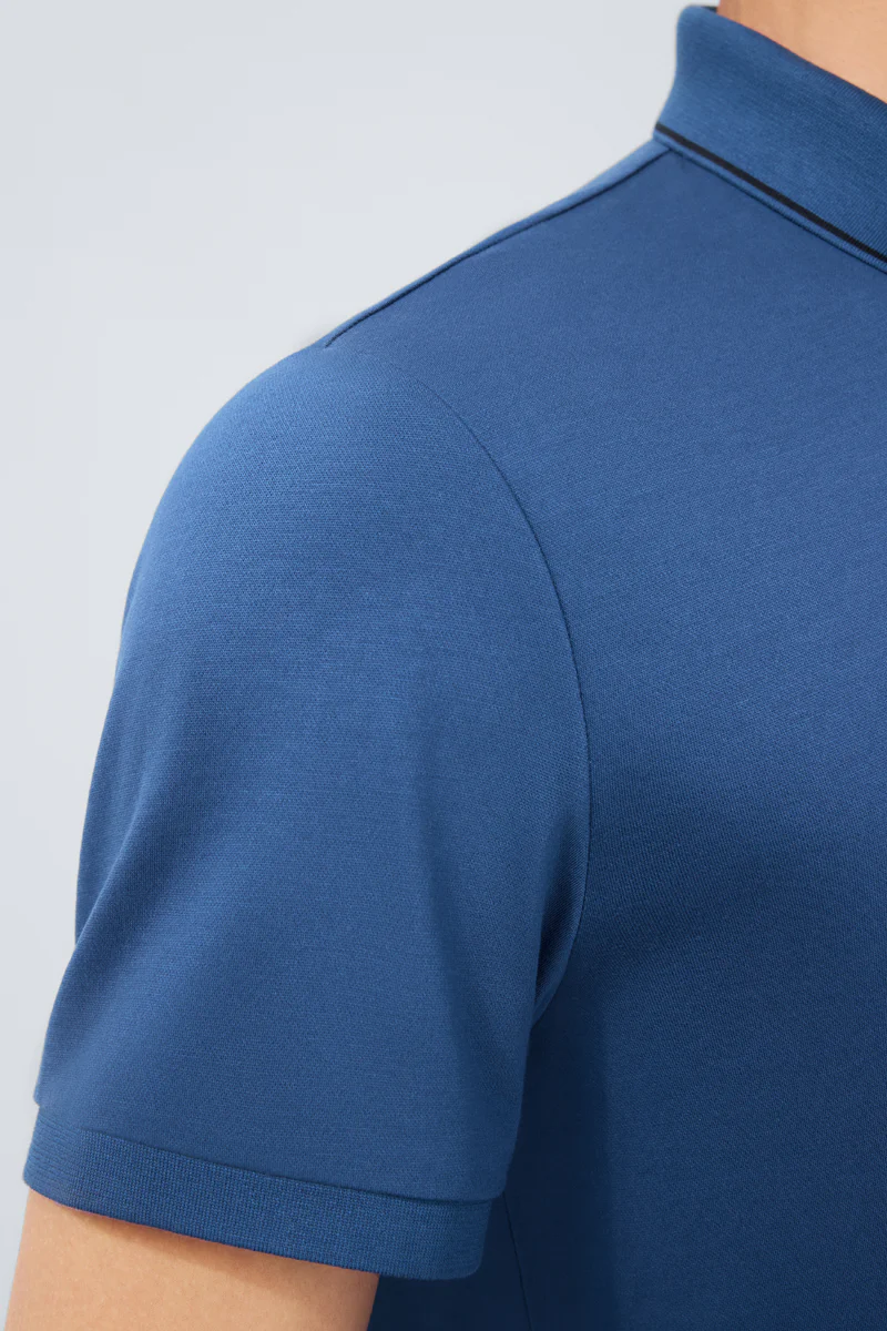 Super Soft Pique Tipped Polo | Blue NYE075 - Image 3