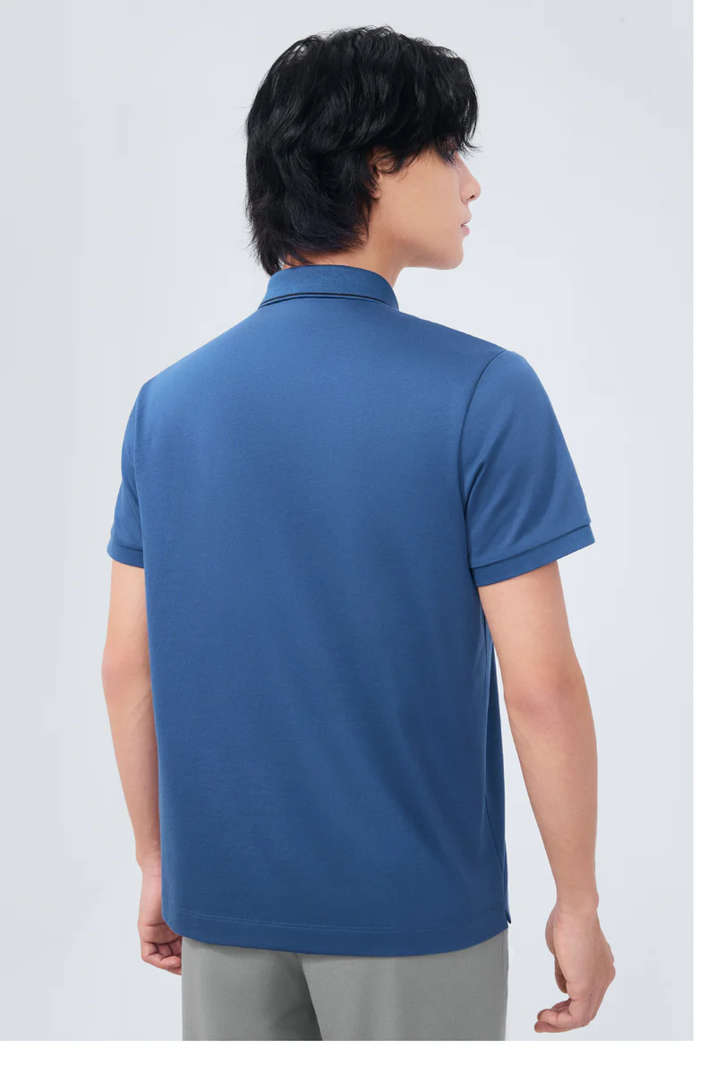 Super Soft Pique Tipped Polo | Blue NYE075 - Image 5