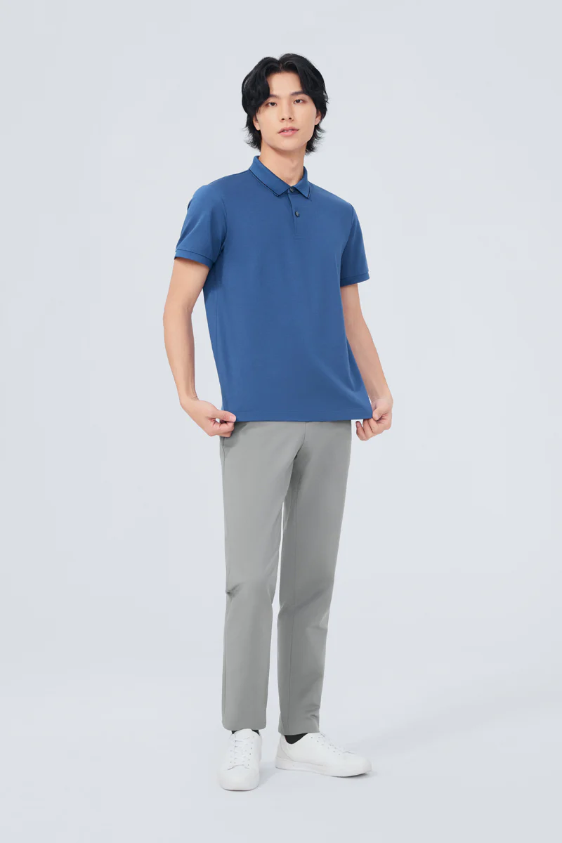 Super Soft Pique Tipped Polo | Blue NYE075 - Image 6