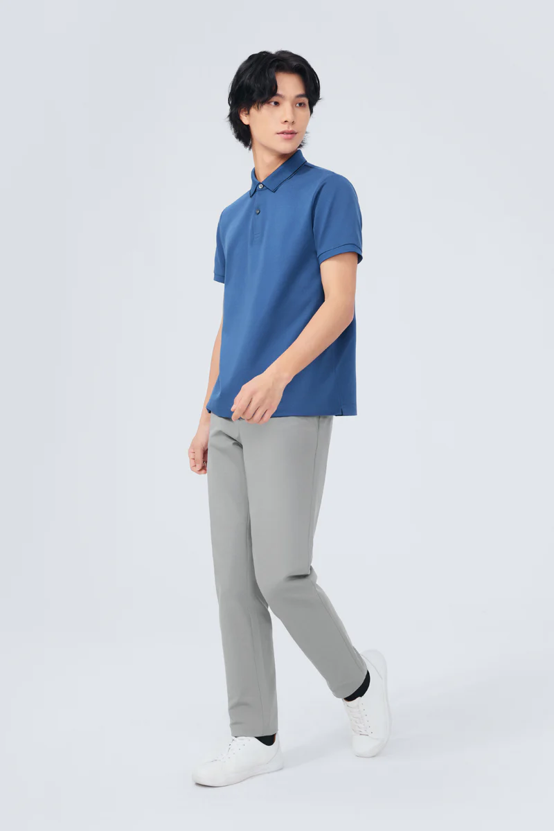 Super Soft Pique Tipped Polo | Blue NYE075 - Image 7
