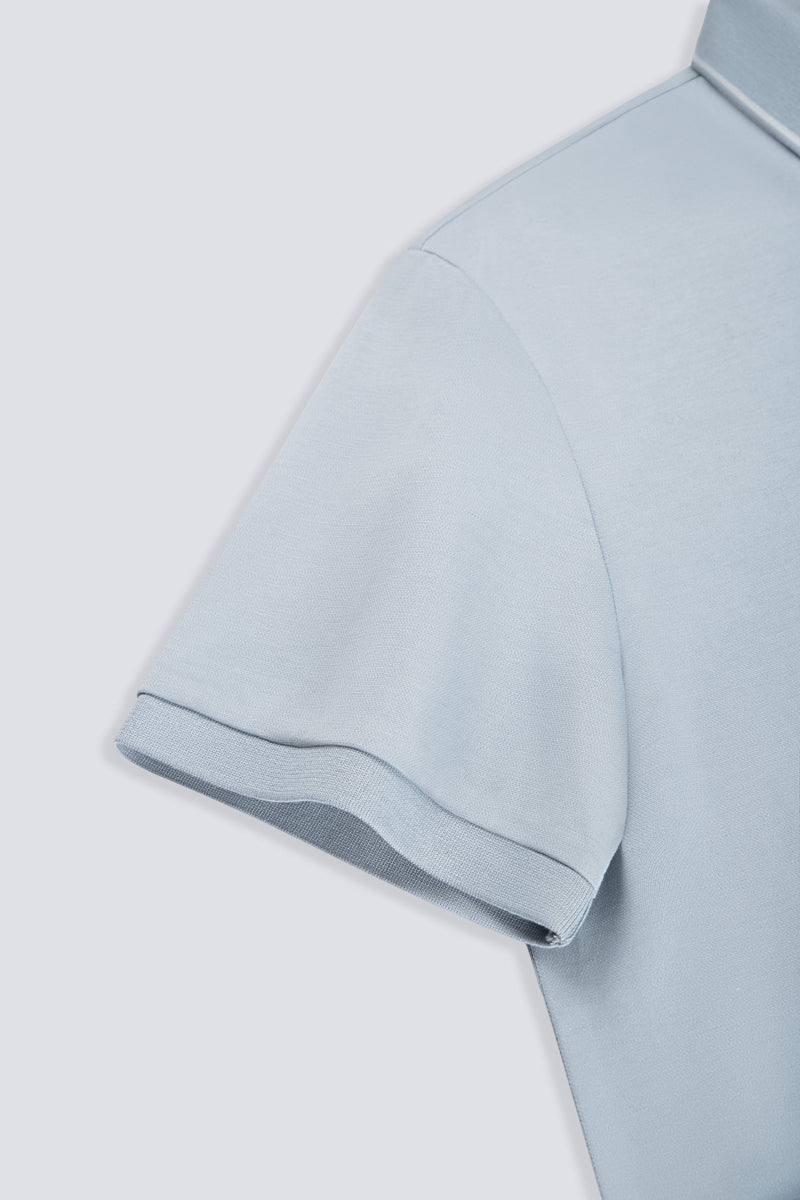 Super Soft Pique Tipped Polo | Grey Blue BLE251 - Image 10