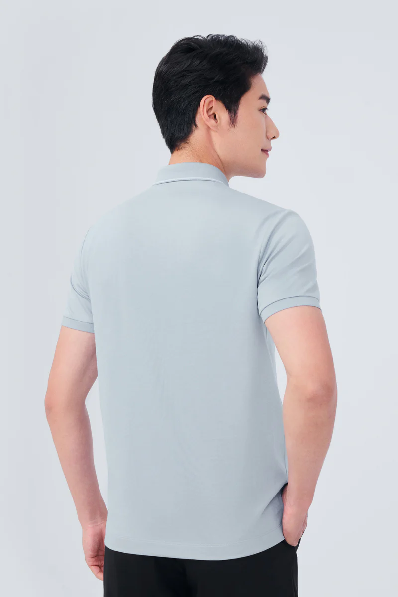 Super Soft Pique Tipped Polo | Grey Blue BLE251 - Image 5