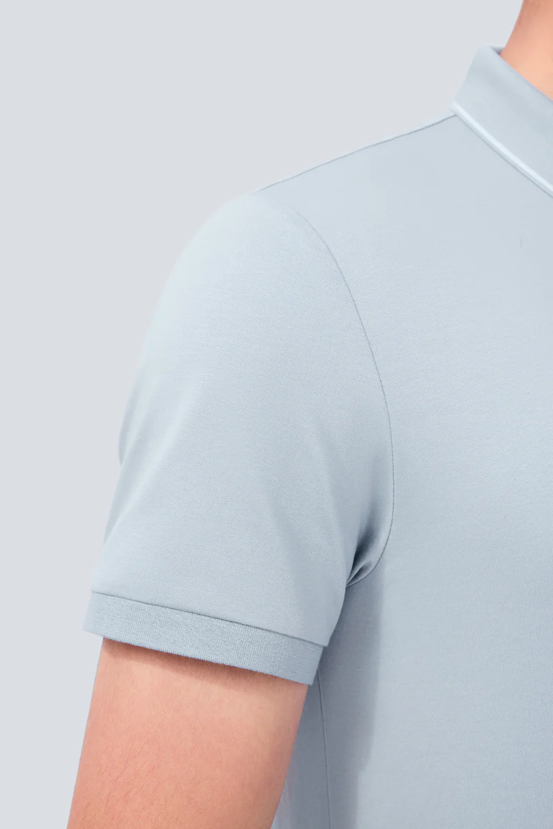 Super Soft Pique Tipped Polo | Grey Blue BLE251 - Image 6