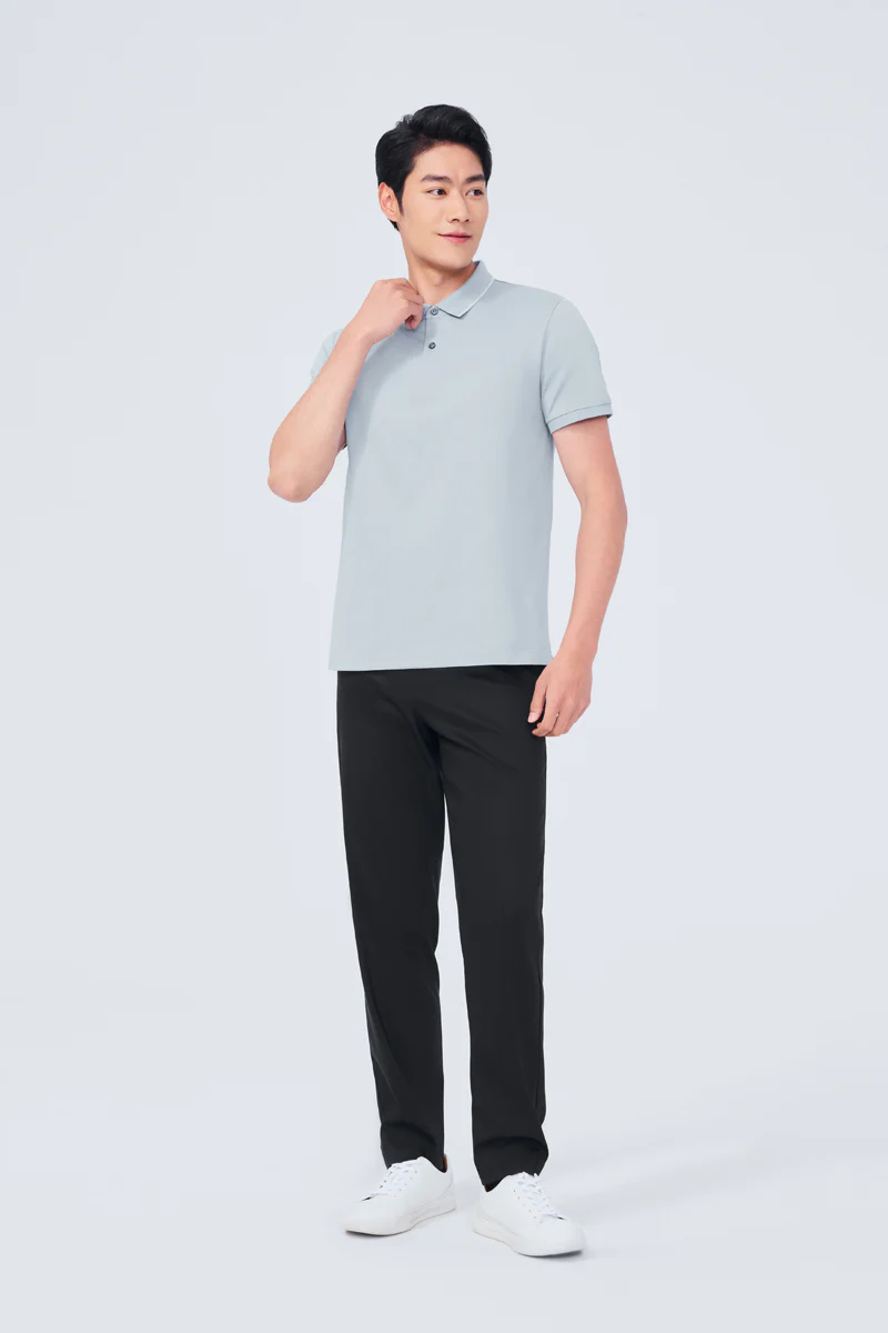 Super Soft Pique Tipped Polo | Grey Blue BLE251 - Image 7