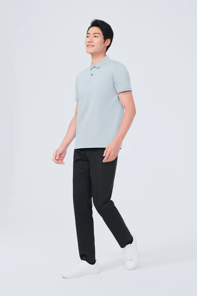 Super Soft Pique Tipped Polo | Grey Blue BLE251 - Image 8