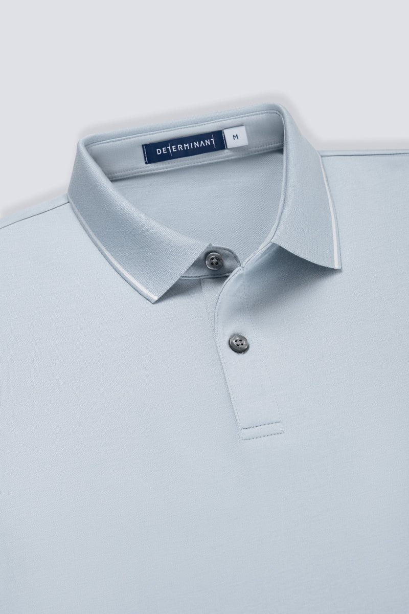 Super Soft Pique Tipped Polo | Grey Blue BLE251 - Image 9
