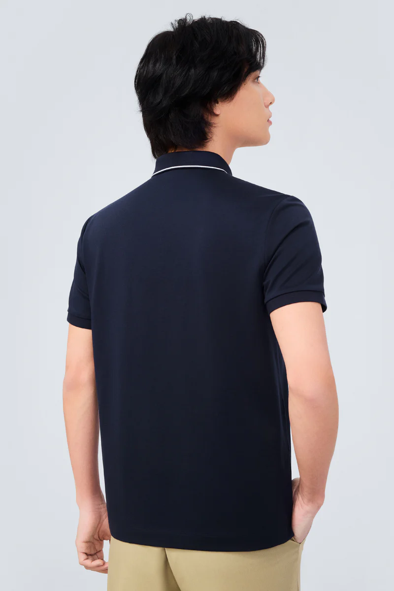 Super Soft Pique Tipped Polo | Navy NNY096 - Image 6
