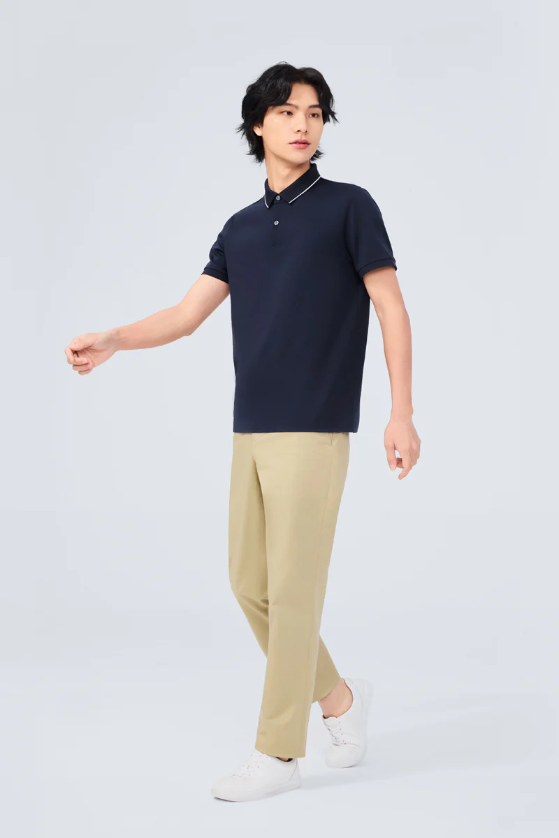 Super Soft Pique Tipped Polo | Navy NNY096 - Image 7