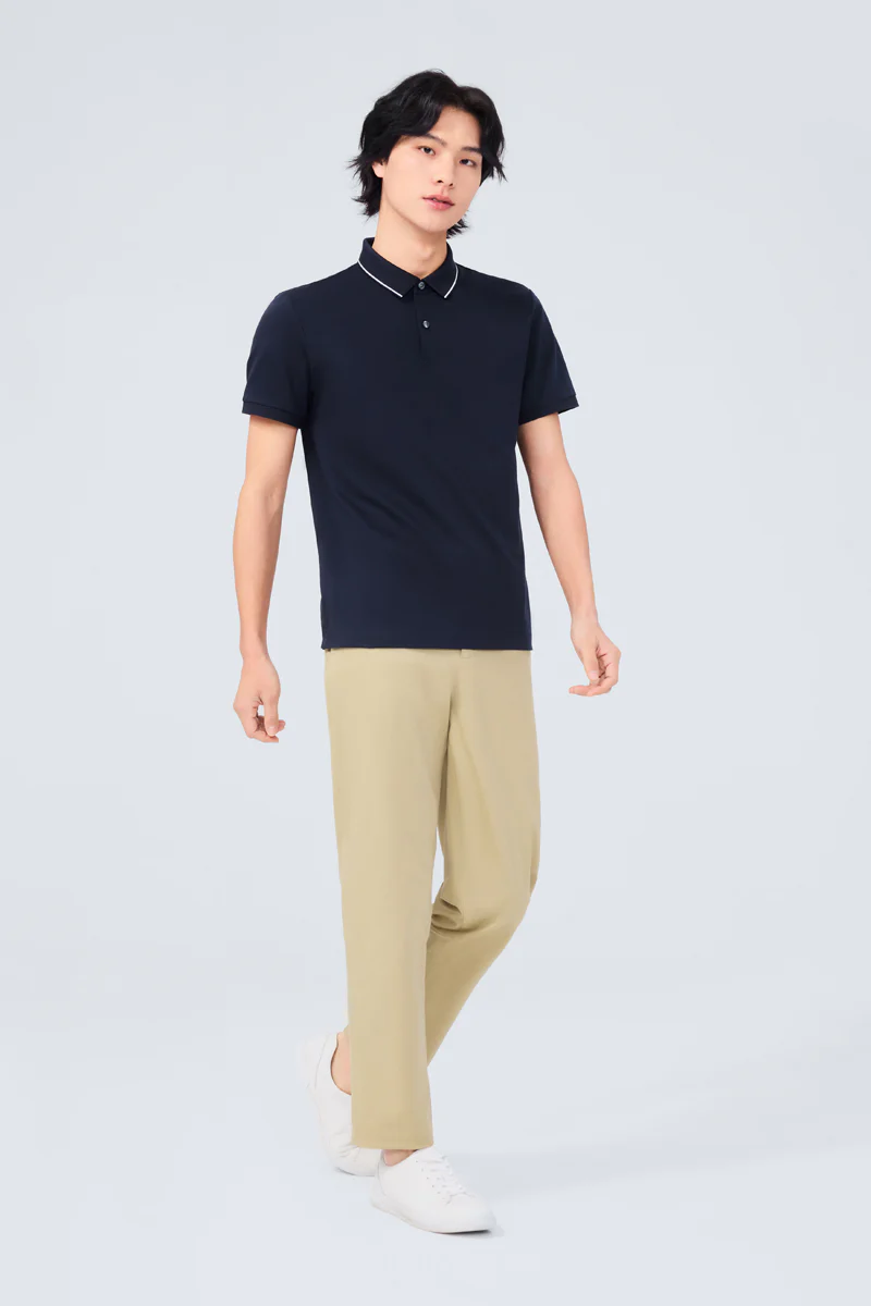 Super Soft Pique Tipped Polo | Navy NNY096 - Image 8