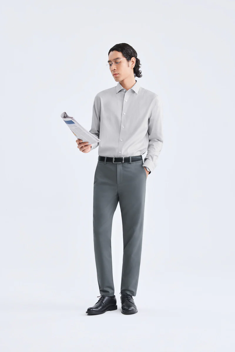Supreme Cotton-Cashmere Dobby Dress Shirt | Grey Stripes 28700N - Image 5