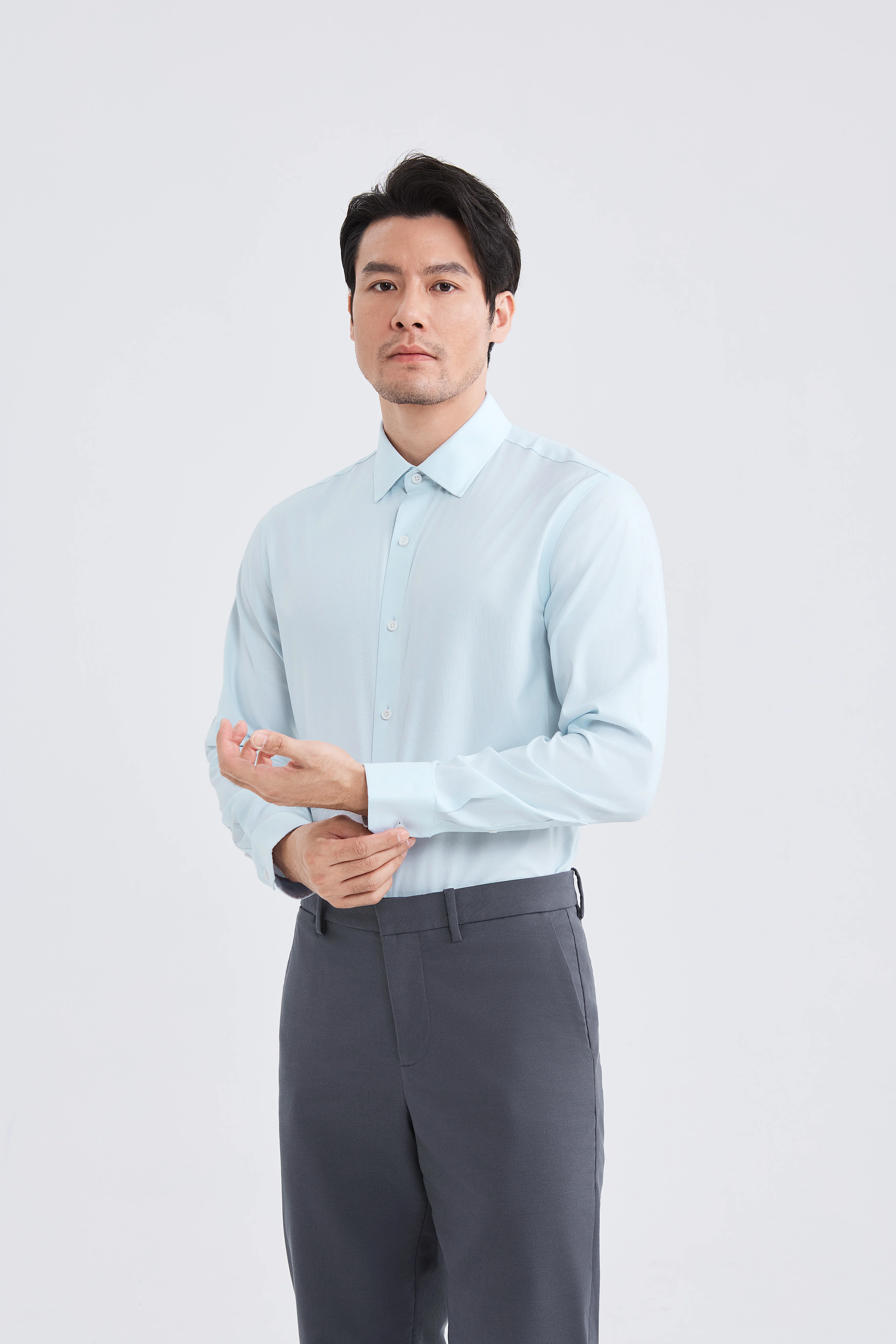 Supreme Cotton-Cashmere Dobby Dress Shirt | Pale Blue Stripes 28699N - Image 3