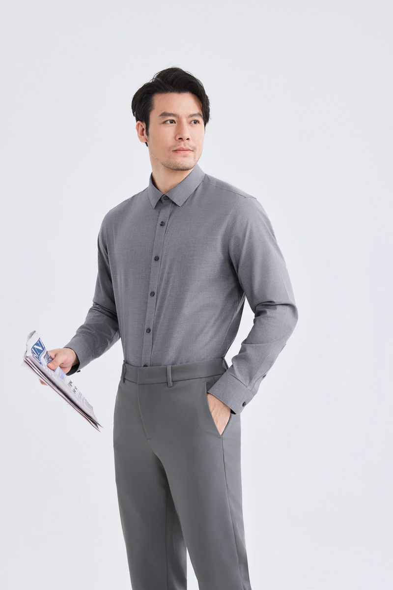 Supreme Cotton-Yak Twill Dress Shirt | Stone Grey 0372DK - Image 7