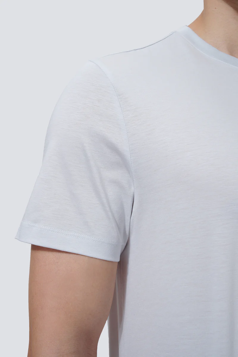Supreme Cotton-Silk Crew Neck T-Shirt | Light Grey BLE038 - Image 5