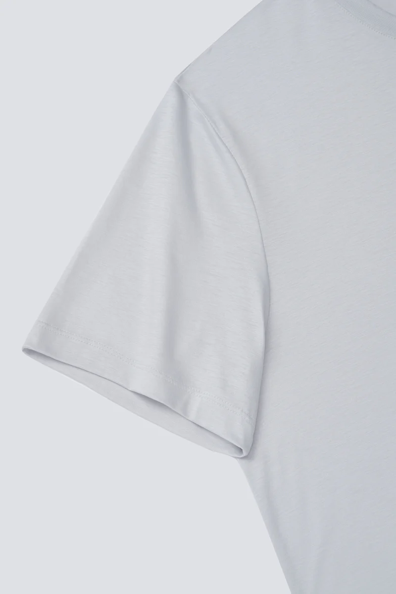 Supreme Cotton-Silk Crew Neck T-Shirt | Light Grey BLE038 - Image 7