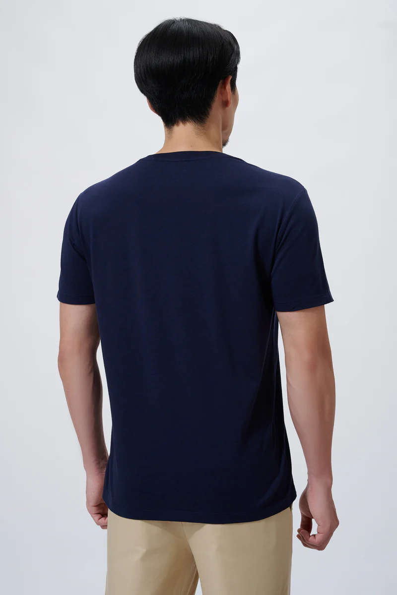 Supreme Cotton-Silk Crew Neck T-Shirt | Navy NYYD01 - Image 4