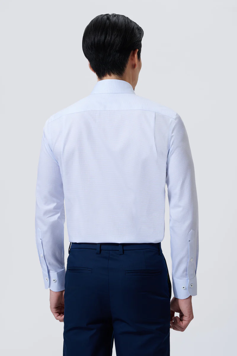 Supreme Cotton-Silk Dress Shirt | Blue Check 2741DK - Image 4