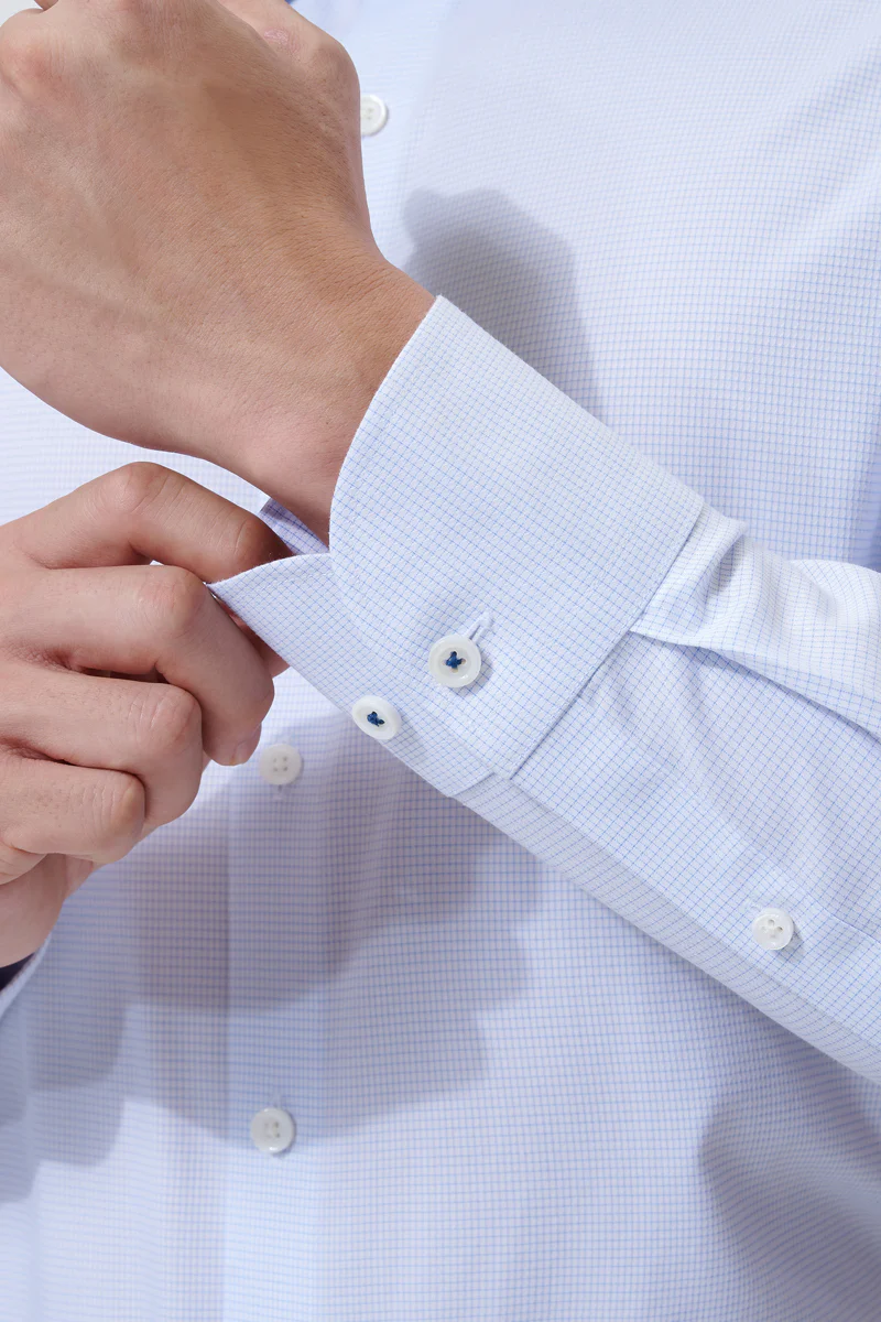 Supreme Cotton-Silk Dress Shirt | Blue Check 2741DK - Image 5