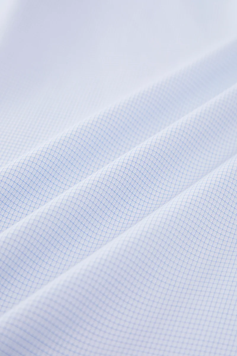 Supreme Cotton-Silk Dress Shirt | Blue Check 2741DK - Image 8