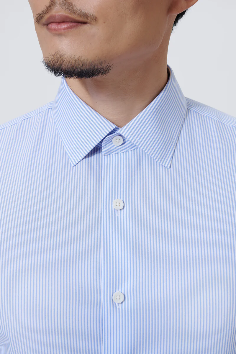 Supreme Cotton-Silk Dress Shirt | Blue Stripes 2740DK - Image 2