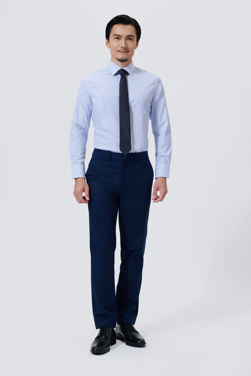 Supreme Cotton-Silk Dress Shirt | Blue Stripes 2740DK - Image 3