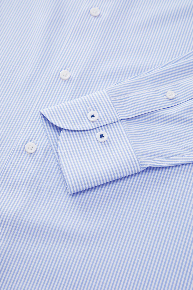 Supreme Cotton-Silk Dress Shirt | Blue Stripes 2740DK - Image 7