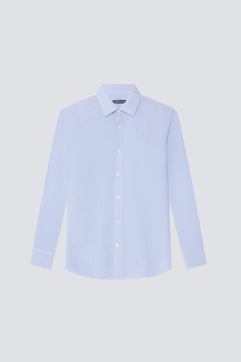 Supreme Cotton-Silk Dress Shirt | Blue Stripes 2740DK - Image 9
