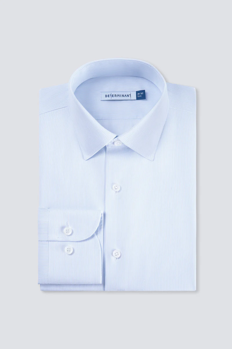Supreme Cotton-Silk Twill Dress Shirt | Light Blue Stripes 15902N - Image 12