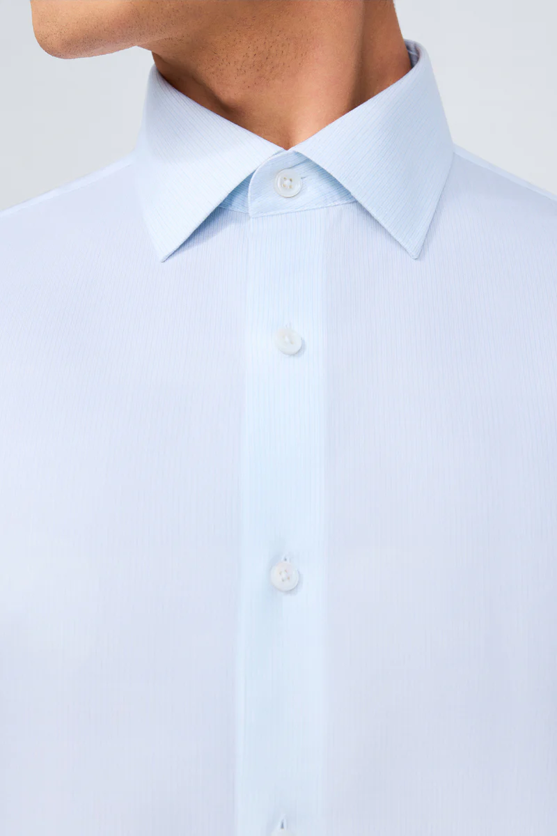 Supreme Cotton-Silk Twill Dress Shirt | Light Blue Stripes 15902N - Image 2