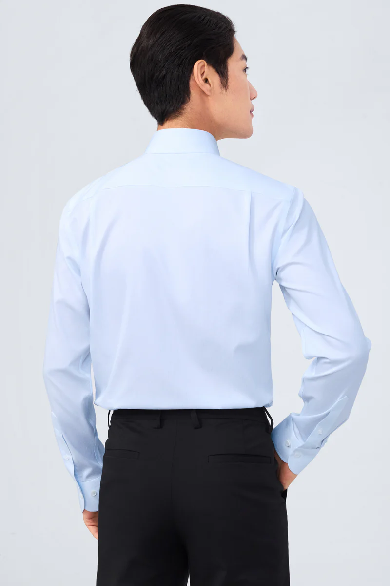Supreme Cotton-Silk Twill Dress Shirt | Light Blue Stripes 15902N - Image 5