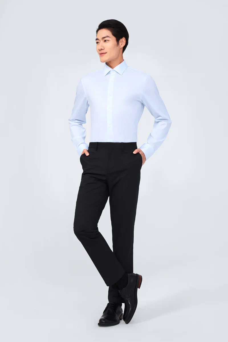 Supreme Cotton-Silk Twill Dress Shirt | Light Blue Stripes 15902N - Image 7