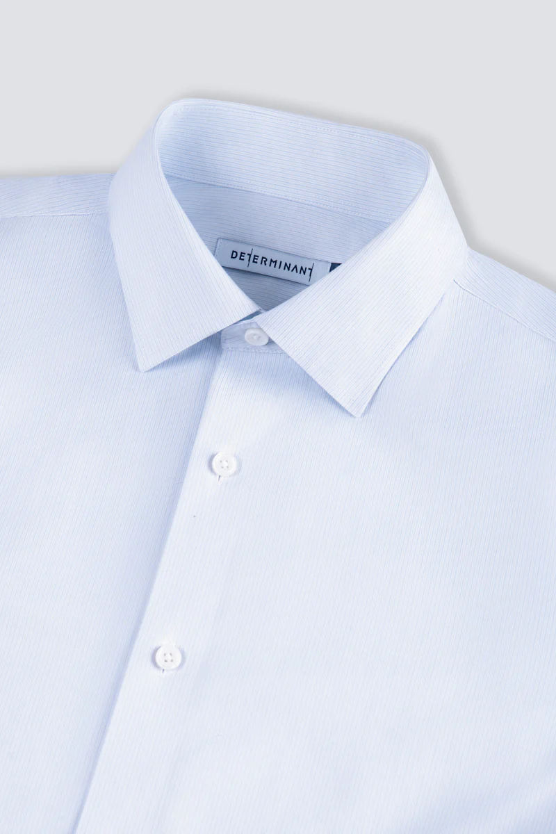 Supreme Cotton-Silk Twill Dress Shirt | Light Blue Stripes 15902N - Image 8