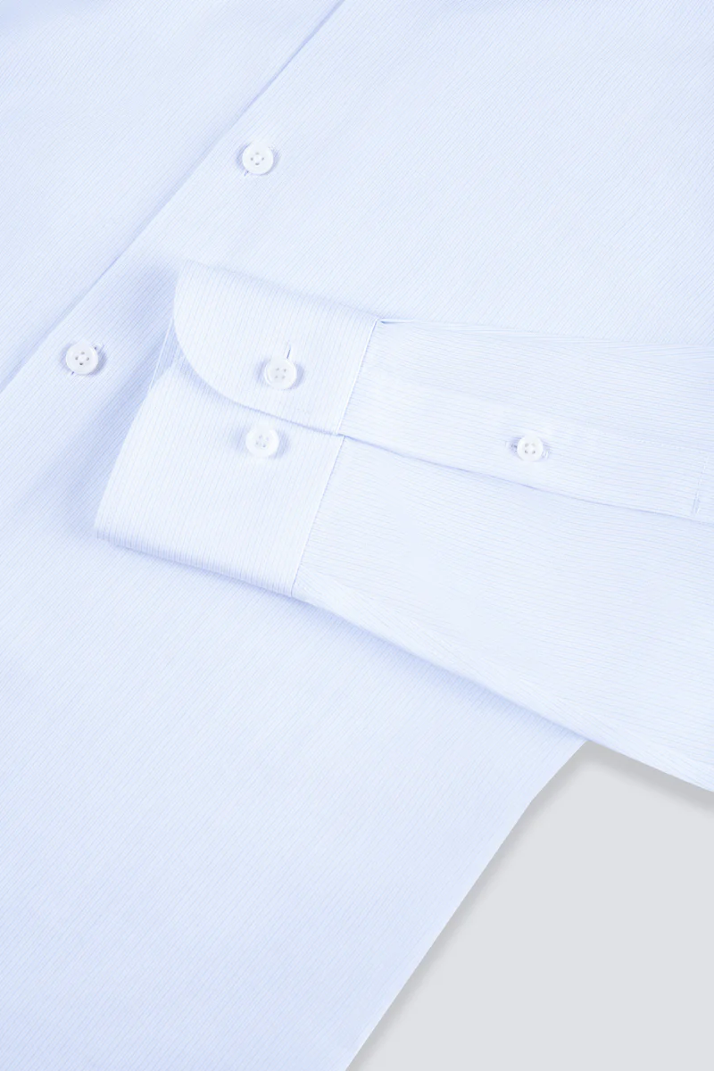 Supreme Cotton-Silk Twill Dress Shirt | Light Blue Stripes 15902N - Image 9