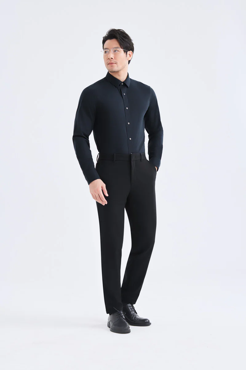 Supreme Cotton-Yak Twill Dress Shirt | Navy 0373DK - Image 3