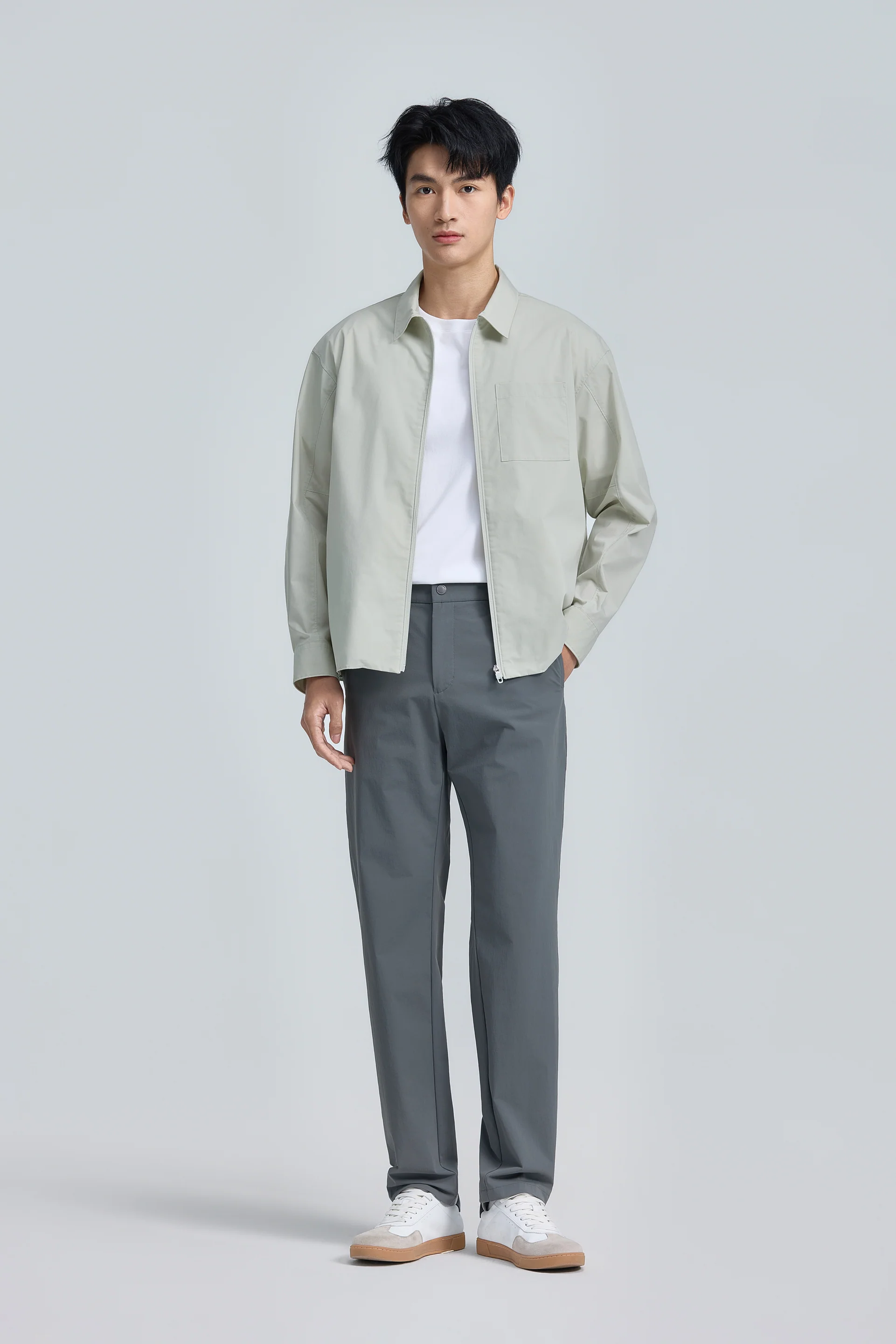 UV-Protection Lightweight Shirt Jacket | Beige Grey 22041N - Image 5