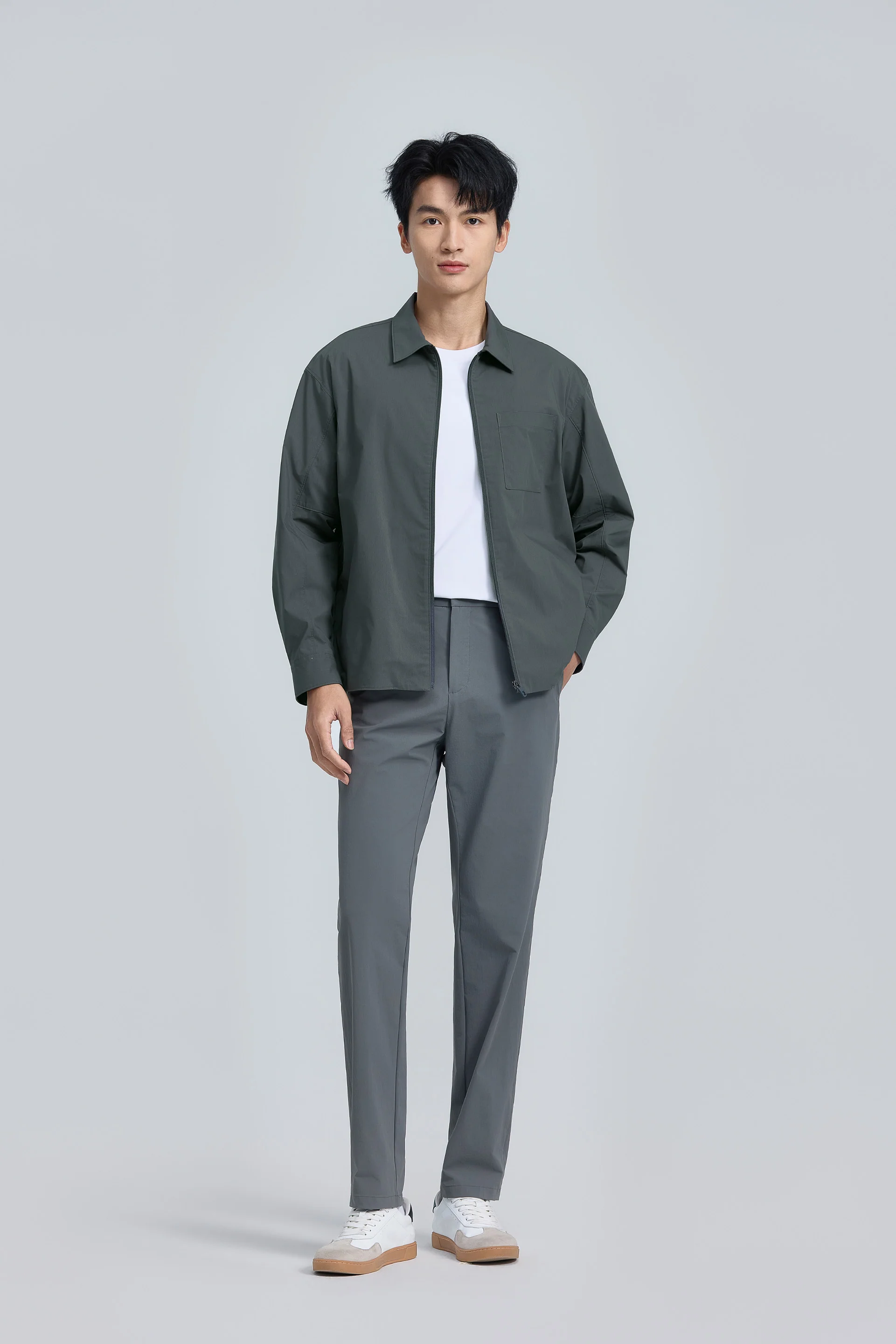 UV-Protection Lightweight Shirt Jacket | Dark Grey 25401N - Image 3
