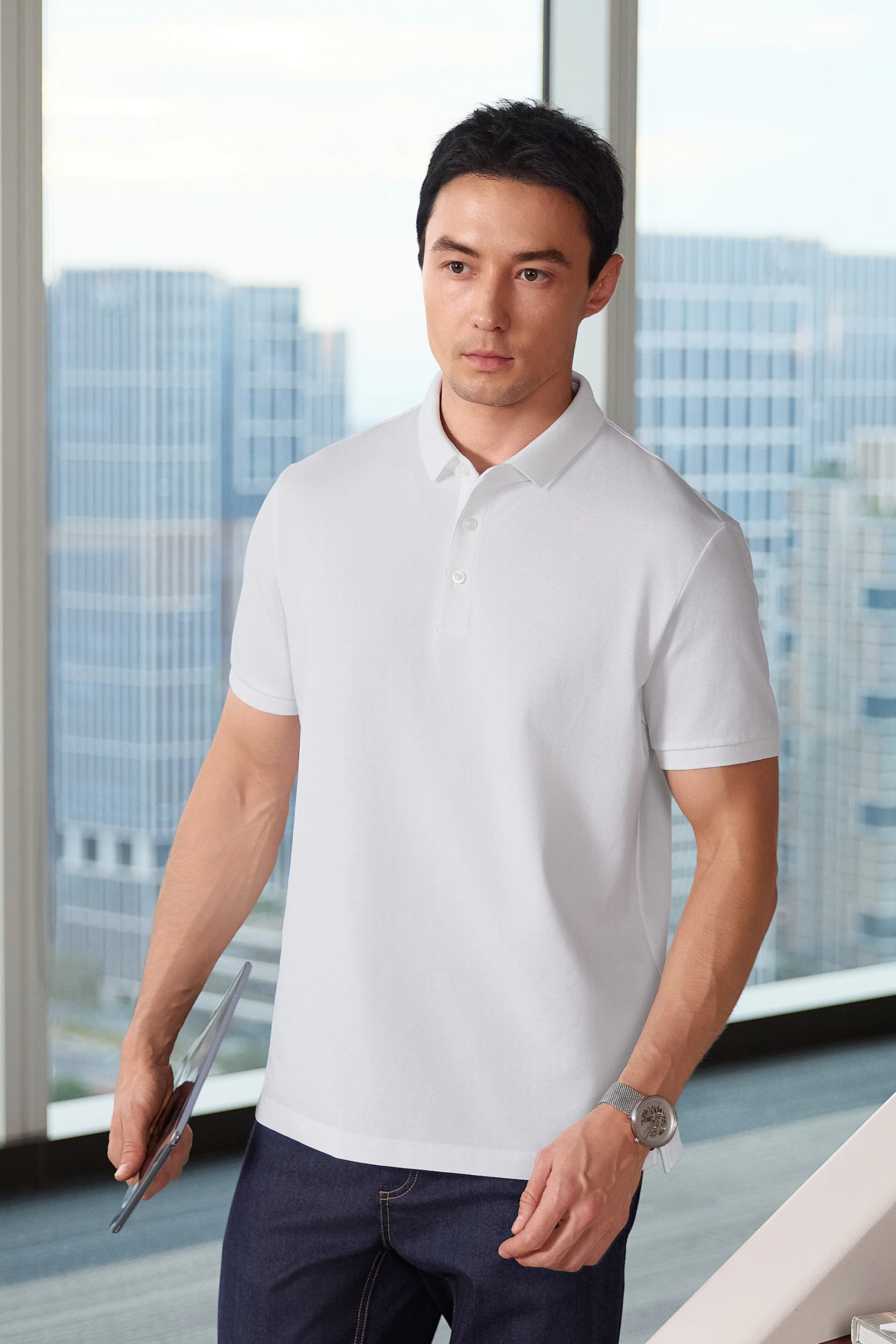VISDRY™ 3-Button Pique Polo | Light Grey GYFL01 - Image 3