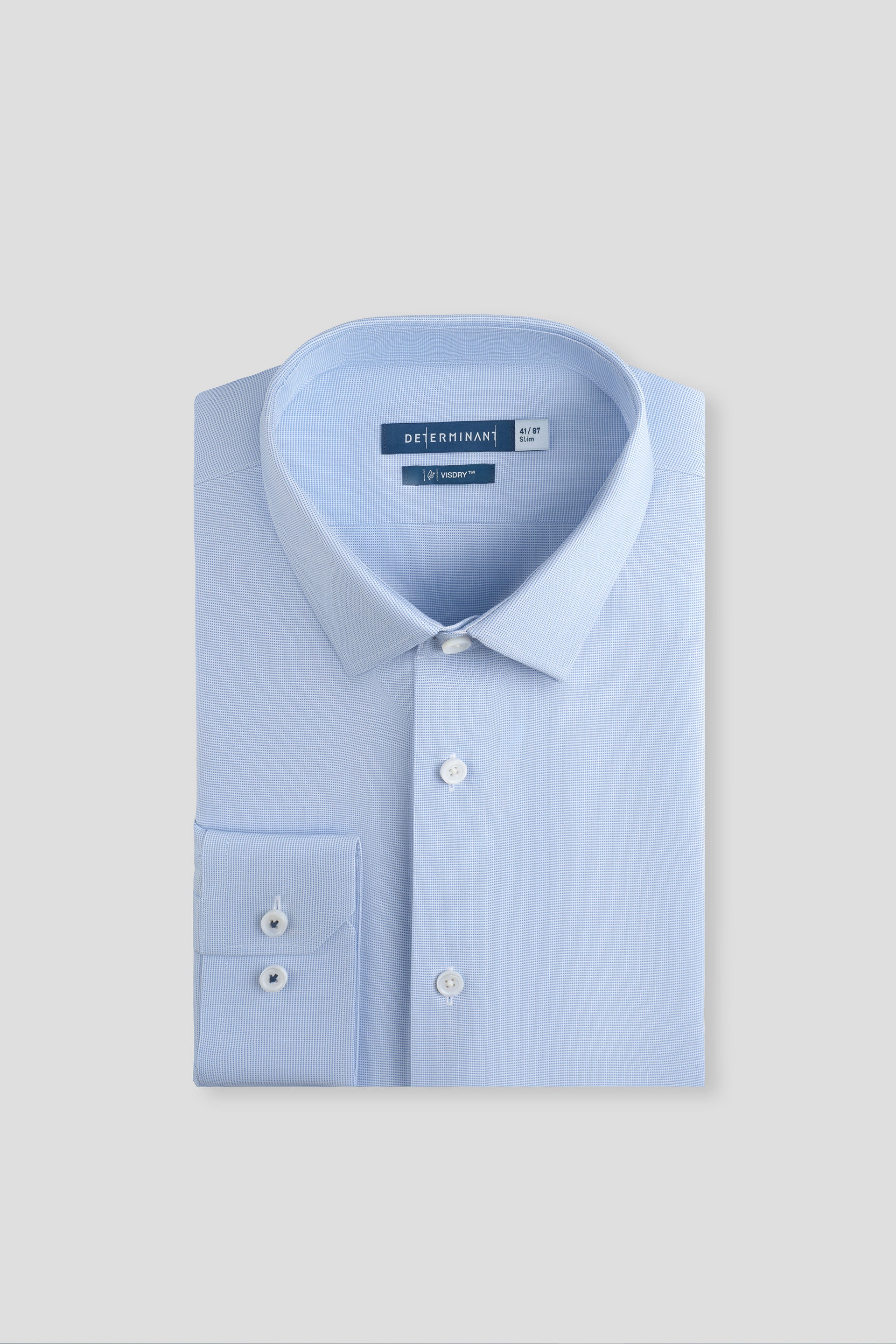 VISDRY™ Basketweave Dress Shirt | Light Blue 24934N - Image 4