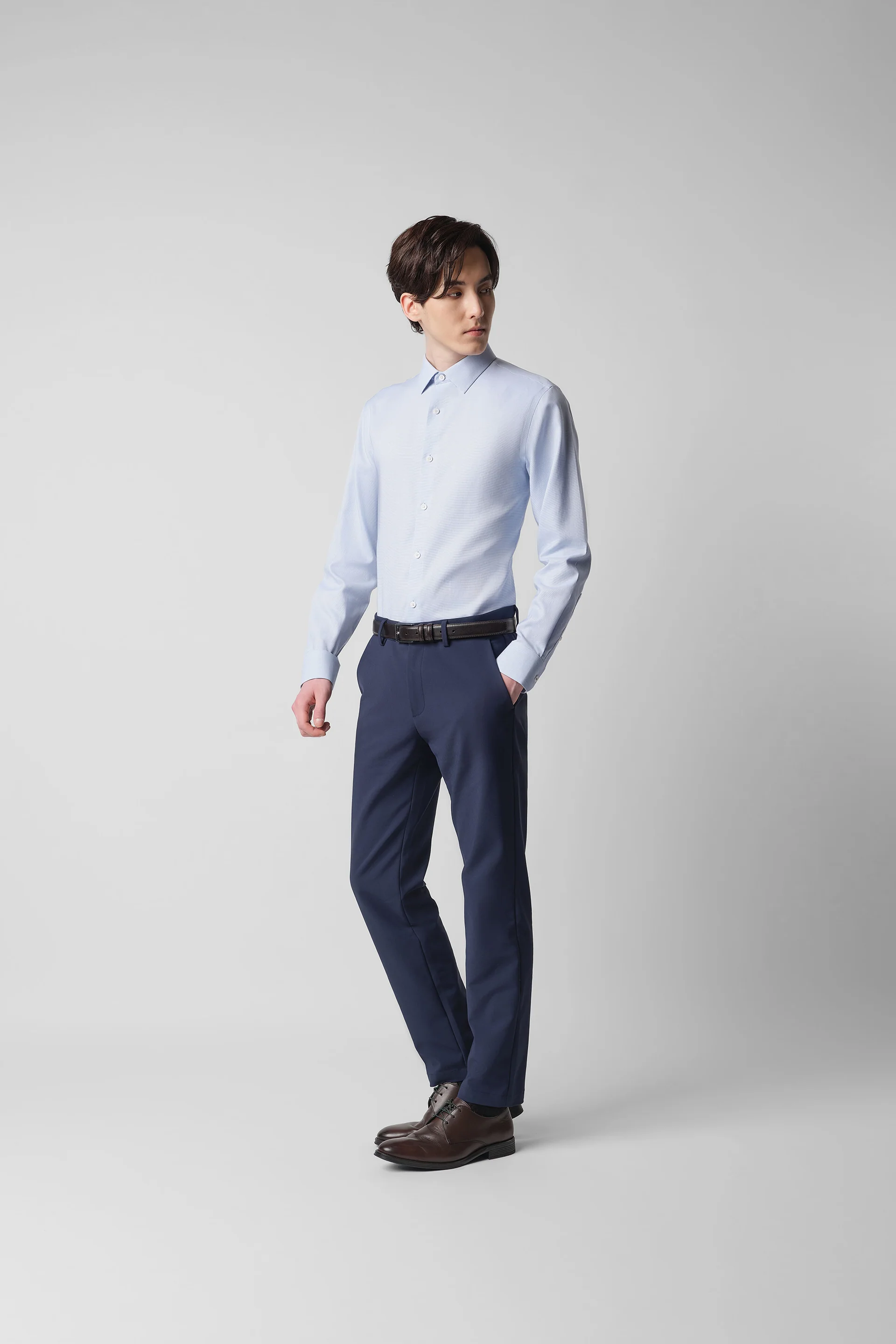VISDRY™ Basketweave Dress Shirt | Light Blue 24934N - Image 6