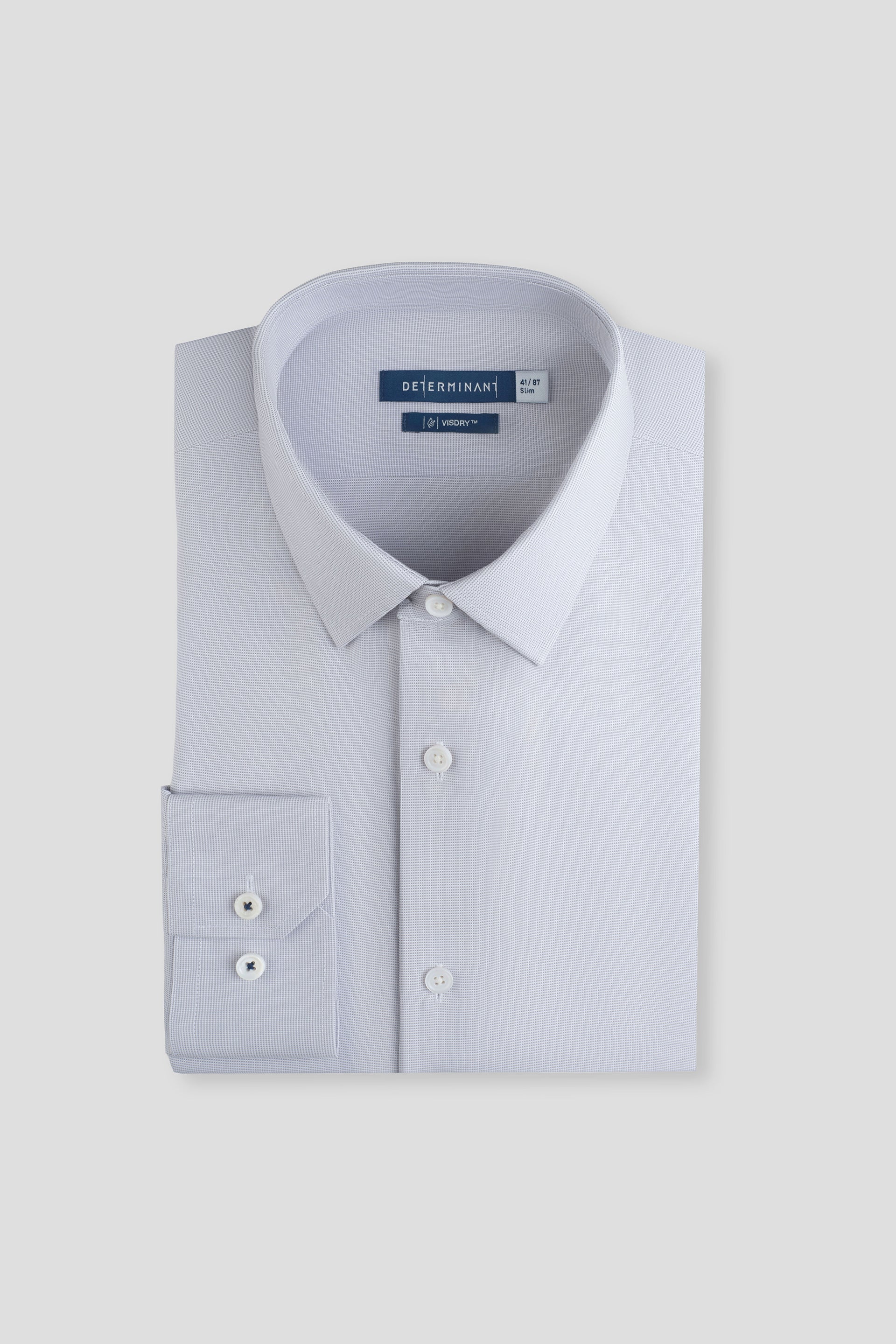 VISDRY™ Basketweave Dress Shirt | Light Grey 32008N - Image 4